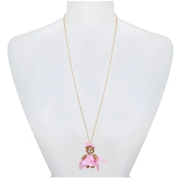 Betsey Johnson Faux Stone Cheerleader Bear Pendant Necklace - Picture 2 of 6